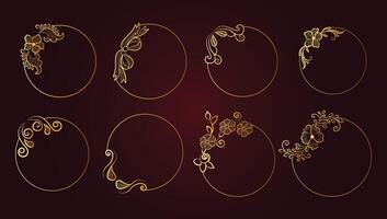 Ornamental retro gold frame with Thai Effect and circle frame vector