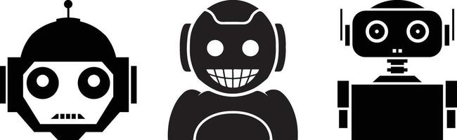 Three Retro Robot Icons Classic, Smiling, and Simple Designs vector