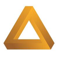 The color triangle overlap on a white background. The Penrose triangle. vector