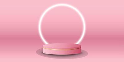 White neon light podium display with background the same color as the podium. Modern studio, wall scene fashion, stage podium scene vector