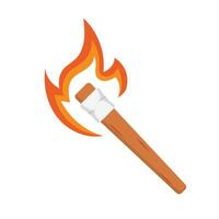 Wooden Torch Flat Illustration. Clean Icon Design Element on Isolated White Background vector