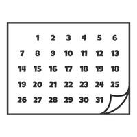 calendar illustration with folded corner. icon flat of a calendar sheet. vector