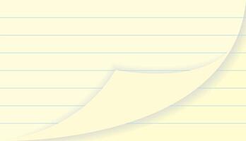 illustration of a stack of lined writing paper, curved corners at the bottom, documents, notes or stationery. vector