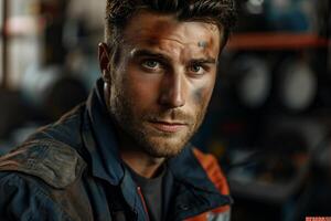 A man with a face full of bruises and a blue jacket photo
