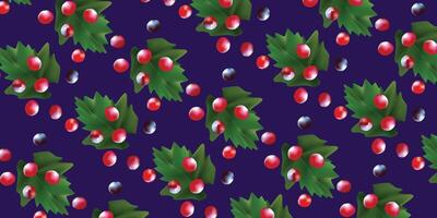 Red Grape pattern, Vine Berry fruit Set. Illustration. vector
