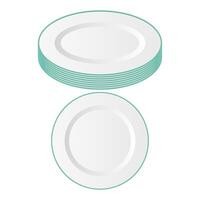 Stack of Fragile Plates Cutlery. Empty Plate Element. Top View Plate Icon. vector