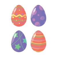 Set of Easter eggs icons with patterns for Easter. Easter decoration concept. Happy Easter. vector