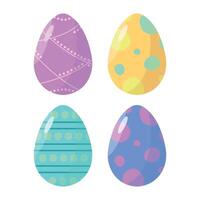Set of Easter eggs icons with decor. Concept for Easter. Happy Easter. vector