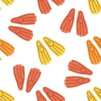 Seamless pattern with swimming fins in flat style on white background vector
