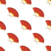 Seamless pattern with traditional Vietnamese folding fans on white background vector