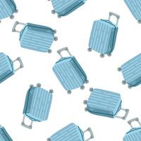 Seamless pattern with blue suitcases in flat style on white background vector