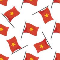 Seamless pattern with waving Vietnamese flags on white background vector