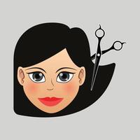 A woman's face with scissors and a comb vector