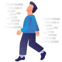 Illustration of a man walking in front of a brick wall vector