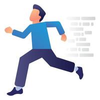 A man running with a brick wall behind him vector