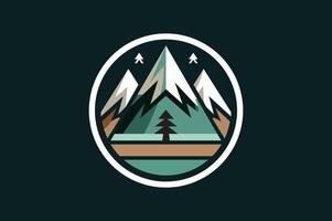 Circle illustration of mountains and tree. vector