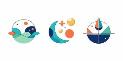 A set of four different icons with different shapes vector