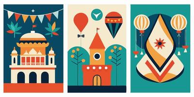 Three banners with different designs vector