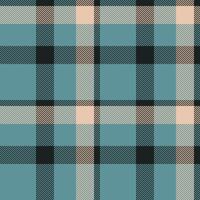 Sky tartan fabric , poncho seamless check background. Hippy pattern plaid texture textile in cyan and black colors. vector