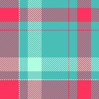 Traditional check texture pattern, overlayed seamless background . Teenage textile fabric plaid tartan in teal and red colors. vector