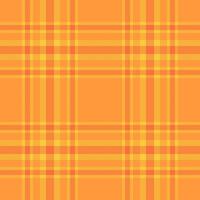 Finish textile texture seamless, tape fabric background check. Rest plaid tartan pattern in orange and amber colors. vector