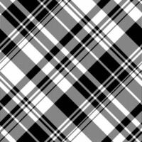 Graphical plaid check fabric, tough textile seamless pattern. Father texture background tartan in white and black colors. vector