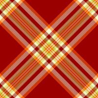 Home texture check background, occupation seamless plaid . Model textile fabric tartan pattern in red and light goldenrod yellow colors. vector