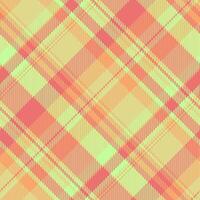 Vibrant diagonal plaid pattern in pastel coral, peach, and lime green. Perfect for textile design, website backgrounds, or fashion illustrations. vector