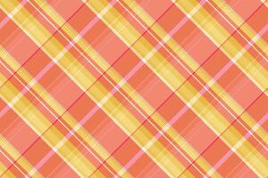 Lady fabric textile background, idyllic seamless plaid. Packing tartan check pattern texture in red and amber colors. vector