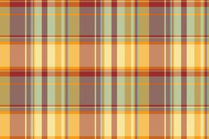Fluffy textile plaid check, setting fabric tartan background. Relax texture pattern seamless in orange and amber colors. vector