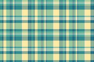 Idea textile pattern tartan, pano texture background plaid. Net check seamless fabric in teal and yellow colors. vector