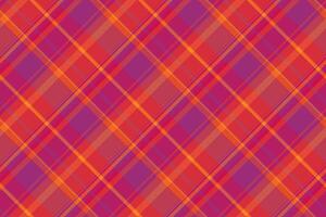 Fashioned plaid check, linear textile background texture. Retro fabric pattern seamless tartan in red and pink colors. vector