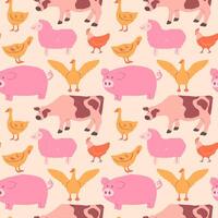 Seamless pattern with hand drawn animals vector