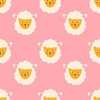 Children's seamless pattern with funny sheep faces vector