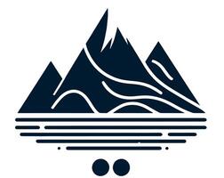 Mountains and water in a line style logo vector