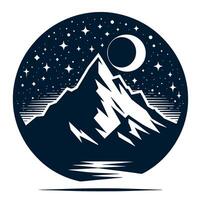 Mountains and stars in a circle vector