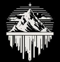 A mountain with a waterfall and stars on it vector