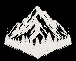 A mountain with trees and snow on dark. vector