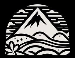 A mountain with clouds and trees in the background vector