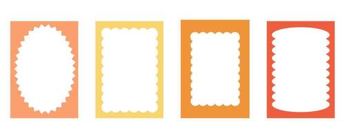 Groovy frame jagged scallop edge, frame text box or border. Curve funky y2k retro form, geometric shape, framework. Wiggle figure, rectangle. vector
