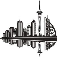 Auckland Skyline Silhouette with Sky Tower Modern Architecture Cityscape Illustration vector