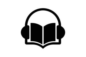 Audio Book Symbol for Digital Library, audio book flat icon, audiobook symbol, audiobook silhouette vector