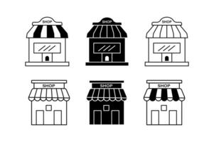 Retro Style Store Front Icons, store front icons, shop front icon, market icon vector