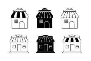 Store Front Icons with Shopping Elements, store front icons, shop front icon, market icon vector