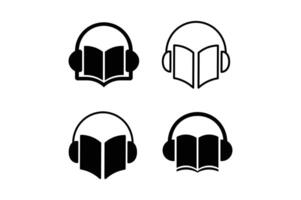 Audio Book Player Icon for Apps, audio book flat icon, audiobook symbol, audiobook silhouette vector