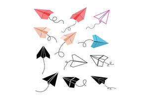 Simple Sketch Paper Airplanes Set, paper airplane , paper plane clipart, outline paper airplanes vector