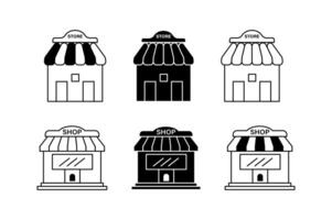 Black and White Store Front Icons for Logos, store front icons, shop front icon, market icon vector