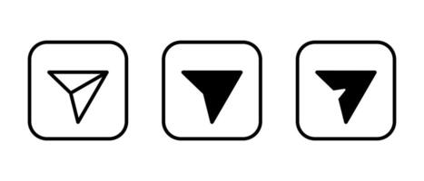 Share, send icon set on square line. Social media paper plane sign symbol vector