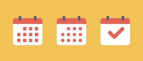 Calendar, date icon set in flat style. Schedule, event sign symbol vector