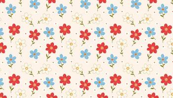 Pattern with colorful flowers on beige background. illustration. vector